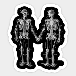 Skeletons Holding Hands Sticker